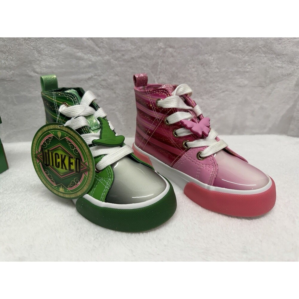Wicked Kids High Top Sneakers Pink Green Stripe Girls Size 12